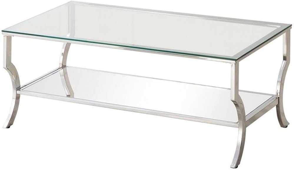 Chrome and Clear Glass Top Rectangular Coffee Table