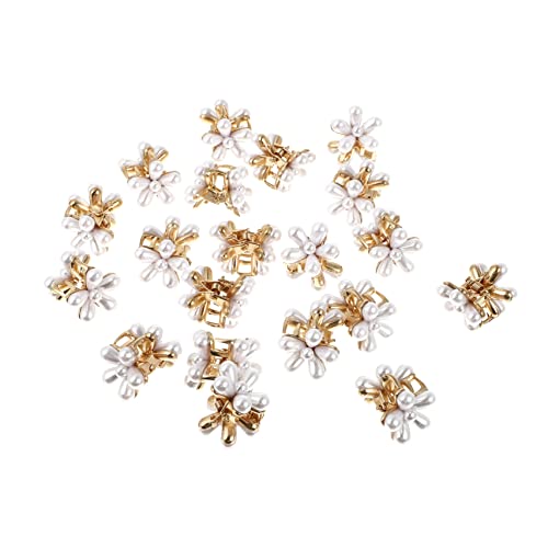 SOESFOUFU フレンチレトロパールデイジーフラワーヘアピンミニクリップ 20個セット ヘアスタイリング用パールフラワーヘアクロークリップ お風呂や化粧時に便利なヘアアクセサリー Abs素材使用 優雅甘い気質演出