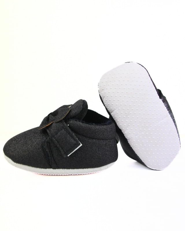 Image of Neska Moda 6 To 12 Months Baby Girls Cotton Hook & Loop Bow Booties -BT1766