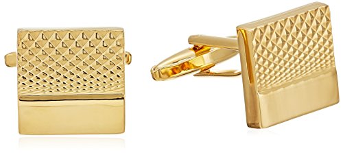 Stacy Adams Men's Gold Square Crosshatch Cuff Link, One size