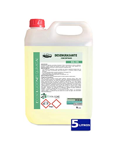 Ecosoluciones Químicas ECO-109 | Desengrasante Concentrado enérgico. Especial Cocina, Motores, maquinaria, Suelos industriales y talleres | 5 litros