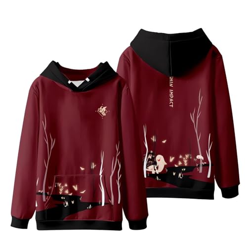 Dalicoter Game Hoodie Hutao 3D Print Pullover Unisex Hooded Anime Graphic Sweatshirt Hoodies (M)