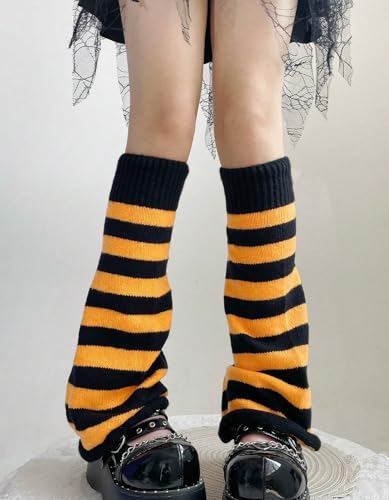 Image of WODECASA Girls Kawaii Leg Warmers Knitted Flared Leg Sleeves Goth Crochet Baggy Cuff Ankle Heap Socks