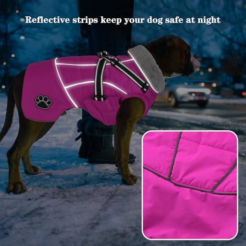 Doglay Dog Coat with Harness, Reflective Warm Dog Jacket Waterproof Puppy Winter Coat for Cold Weather, Adjustable Fleece Jacket for Small Medium Large Dogs - Image 6