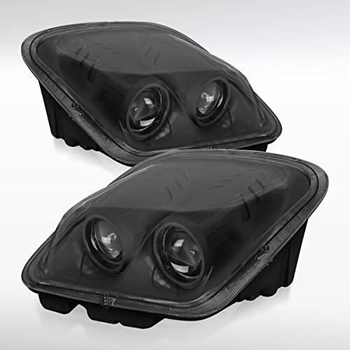 Autozensation Compatible with 1997-2004 Chevy Corvette C5 Black Projector Headlights Head Lamps L + R Pair Headlamp
