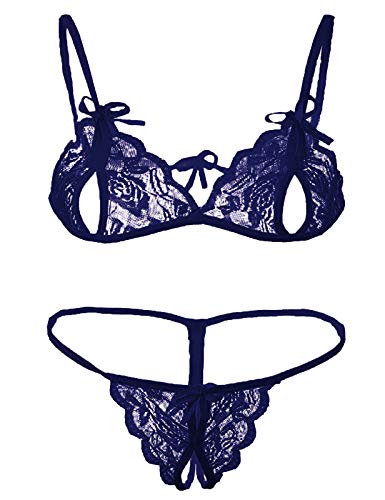 Image of Xs and Os Lace Bra Panty Peek-A-Boo Lingerie Set