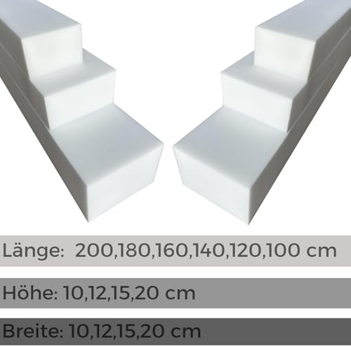 All4All Matratzenverlängerung – Zusatzmatratze - Schaumstoff zuschnitt - Matratzenkeil - Bett Lückenfüller, Matratzenausgleich – Matratzenverbinder - Matratzenverbreiterung - RG25/44-10x10x100cm