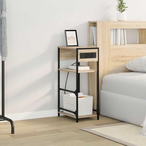 Table de chevet avec prise, le meuble compact contre les câbles emmêlés - 5