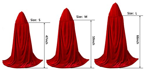 Dlala Hooded Cloak Long Reversible Velvet Robe Cape for Christmas Halloween Cosplay Costumes - Thumbnail 6