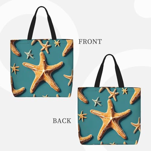 Beach Starfish Print Women's Portable Tote Bag - Large Shopper for Beach,Travel,Gym | Summer Handbag3