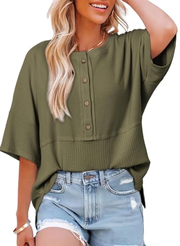 Dokotoo Blouses for Women Dressy Casual Waffle Knit Tops...