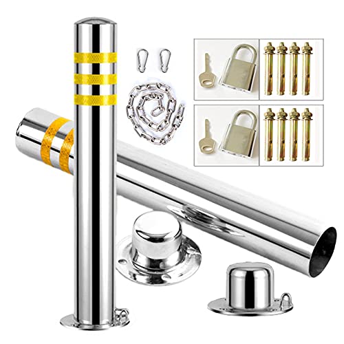 Barrière de sécurité de barrière de stationnement pour allées de stationnement Barrière de sécurité de voiture Barrière de stationnement en métal Ruban réfléchissant, installation facile (taille: 76 x