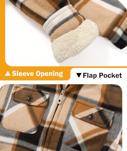 Image of Boys Fleece Jacket with Hood Unisex Child Sherpa Lined Zip Up Warm Coat Hooded Sweatshirt Outerwear