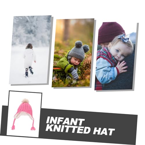 Knitted Winter Hat with Pompom Soft Comfortable Beanie for Boys Warm Ear Protection for Outdoor Activities Casual Outings Pink2