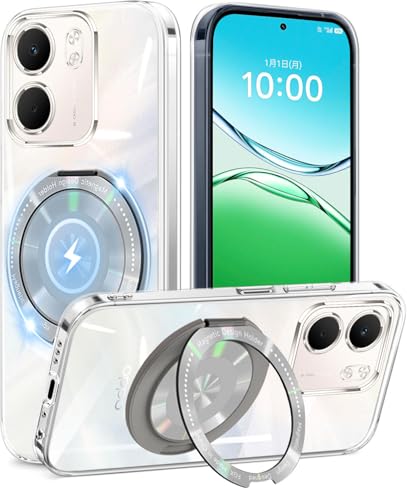 OPPO A5x Case, Clear with Ring, 360° Rotating Stand, Shockproof, Oppo A5x Cover, Thin, Lightweight, Popular, Oppo A5x Smartphone Case, Transparent...