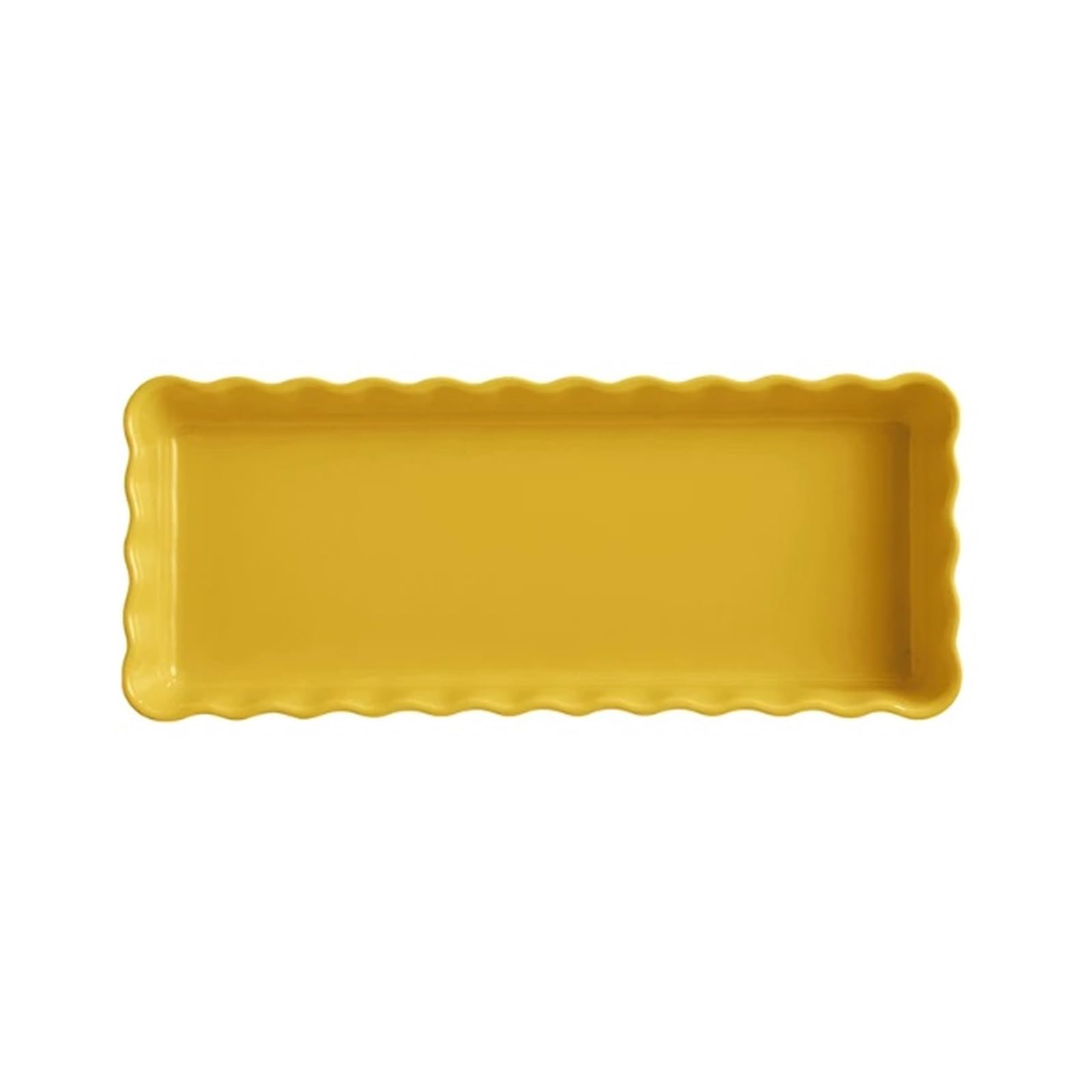 Cucina Pirofila Rettangolare In Ceramica Con Bordo Ondulato Cottura(Yellow,Piccolo)