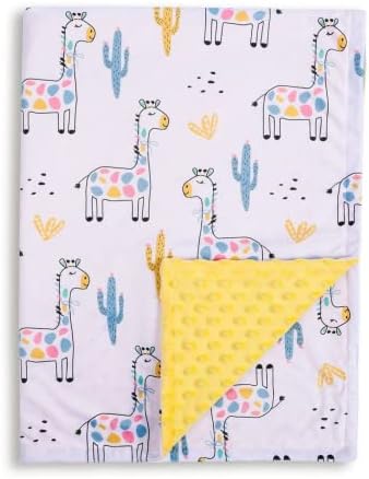 Donsonny Baby Blanket for Boys Girls Soft Minky with Double Layer Dotted Backing, Colorful Giraffe Printed 30 x 40 Inch Receiving Blanket