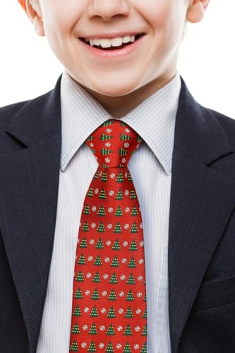 Retreez Christmas Tree and Snowflakes Woven Boy's Tie - 8-10 years2