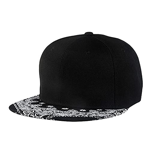 Image of Trucker Hat Fashion Mens Women Snapback Hats - Flat Bill Brim Hat Adjustable Baseball Cap