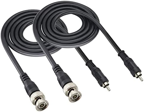 HCFeng BNC to RCA Adapter Cable RCA Male to BNC Male 75 Ohm Coaxial Composite Video Connector Cable RG59U BNC Male to RCA Male Video Cable for Surveillance CCTV Camera System[2pack/3.3ft]