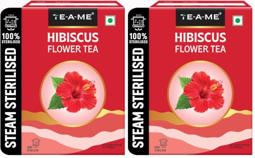 Image of TE-A-ME - Hibiscus Tea - 50 gm (50+ Cups) | Supports - SKIN GLOW ENHANCING | Flower Based - Herbal | Caffeine Free - Tangy Flavor | Hibiscus Tea Leaves (Pack of 2)