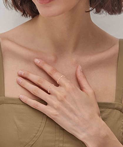 Rlmoon 8Pcs 14K Gold Plated Stacking Ring Set For Women Teen Dainty Thumb Stackable Rings Gold Heart Cz Promise Eternity Rings Plain Band Size 4-11 (Rose Gold, 7) #TOP3