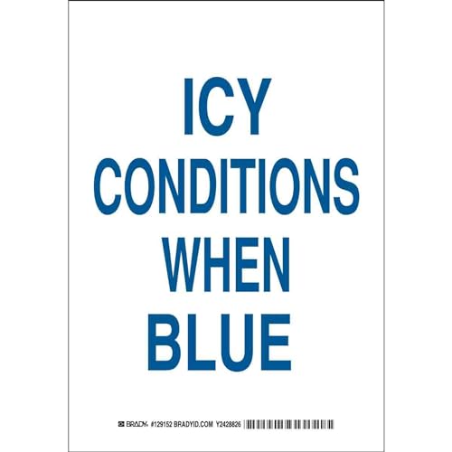 Panneau Brady ICY Conditions bleu sur blanc signalisation de securite 35,6x25,4 cm