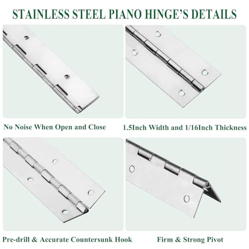 image for EVANCENT 4Pack Heavy Duty Piano Hinge, 2