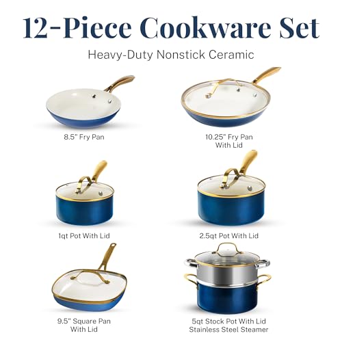 Gotham Steel 2608 12 Pc Ceramic Pots And Pans Set Non Stick, Kitchen Cookware Sets thumb #1