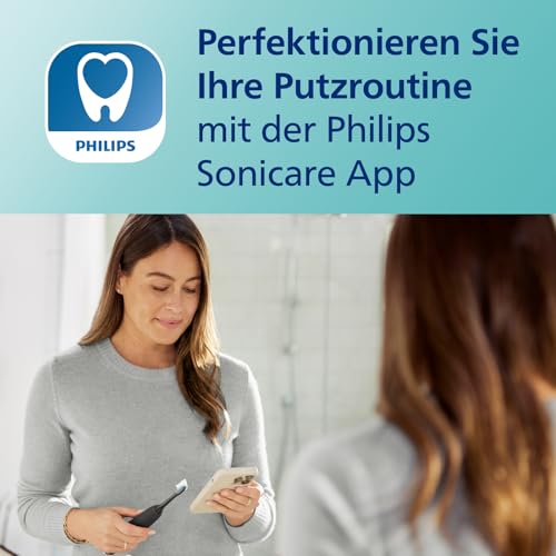 Philips Sonicare DiamondClean 9000 elektrische Zahnbürste, Schallzahnbürste mit App, Drucksensor, 4 Putzmodi, 3 Intensitätsstufen, Ladeglas und USB-Reiseetui, Schwarz, Modell HX9911/09 – Bild 7