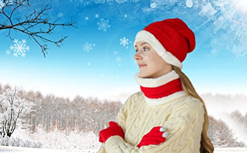 Winter Beanie Hat Scarf Gloves Slouchy Snow Knit Skull Cap Scarves Touch Screen Mittens For Women #TOP5