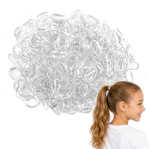 Lafefe 500pcs Small Elastic Hair Bands Hair Bands Suitable for Women and Children With Braided Hair - Transparent