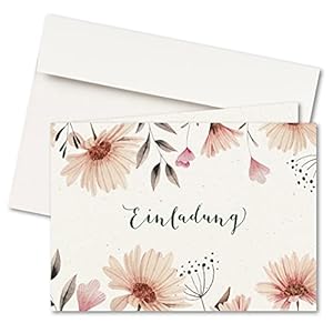 FRUITPRINTS I 20er Set Einladungskarten & Umschläge I Klappkarten I Format A6 I Motiv Blumenwiese I Hochzeit I…
