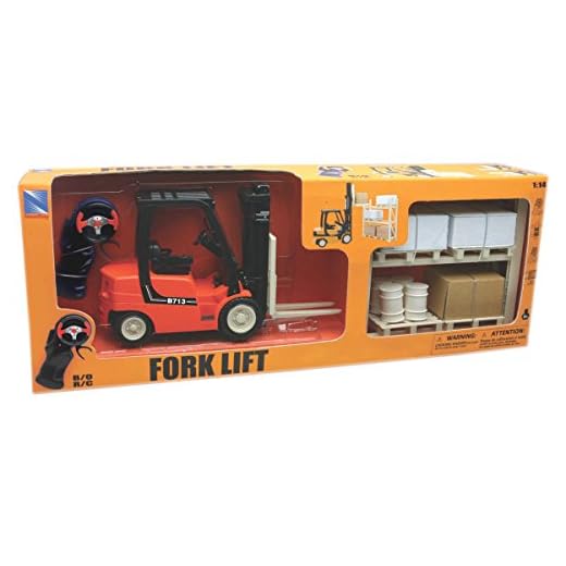 New Ray 87865 - Carretilla elevadora con Playset Accesorios, Radio, Escala 01:14