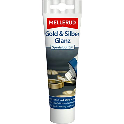 MELLERUD Gold & Silber Glanz Spezialpolitur | 1 x 75 ml | Wirkungsvolle Politur-Paste gegen Schmutz Fett Ablagerungen und vieles Mehr auf Edelmetallen