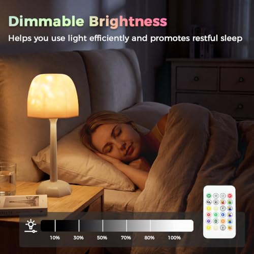 Image of RICHMYC Waterproof Shower Lamp with Remote, 16 Colors Ocean Wave Projector Lamp for Bathroom, Cordless Rechargeable Night Light, Ambient Mood Lighting for Inside Shower, Bathtub, Spa
