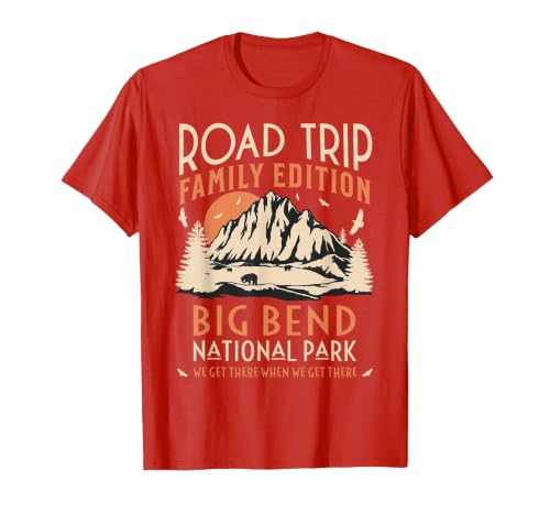 Big Bend US National Park Family Road Trip Vacation T-Shirt, Men, Red, Large