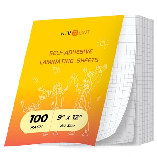HTVRONT Self-Adhesive Laminating Sheets - 100 Pack 5mil 9 X 12 Inches Self Laminating Sheets No Machine Needed Clear Laminate Sheets for Protecting and Preserving Documents Photos Menus Stickers