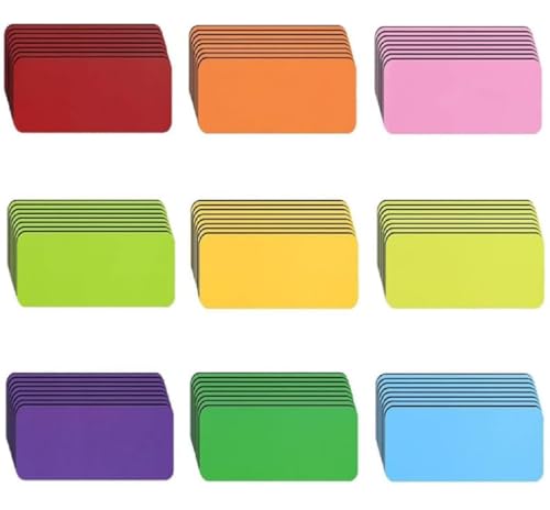 siawadeky マグネットシート 54枚セット 9色入り 磁気ラベル 防水 繰り返し利用可能 マグネット ネームプレート 書きやすい 磁気シート 冷蔵庫 ホワイトボード用 オフィス 事務所 倉庫 学校 スケジュール管理 8x3cmのサムネイル