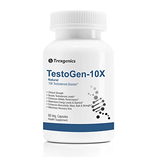 Trexgenics Testogen-10X Synergistic Testosterone and Athletic Performance Booster-Max Strength with Standardized extracts, Boron Glycinate, Zinc bisglycinate, Aspartic acid, D3 & B6,B9,B12 (60 Veg. Capsules) Trexgenics Testogen-10X Synergistic Testosterone and Athletic Performance Booster-Max Strength with Standardized extracts, Boron Glycinate, Zinc bisglycinate, Aspartic acid, D3 & B6,B9,B12 (60 Veg. Capsules)