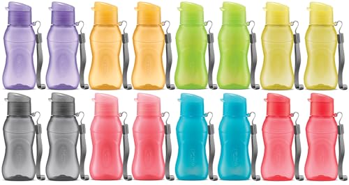 MILTON 16 pack 6 oz Kids Water Bottle for School Leak Free Flip Lid- Portable Small Sports Water Bottle for Adults Carry Strap Party Favors for Kids Treats Prizes Gifts Goodie Bag Stuffers Bulk Pack