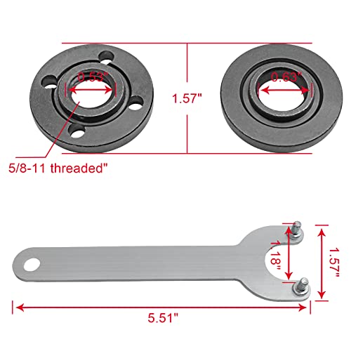 Image of Litoexpe Grinder Angle Wrench with 2 Lock Nuts | 5 /8-11 Spanner, Compatible with 4.5 inch and 5 inch Grinders, Includes Wrench and Nuts