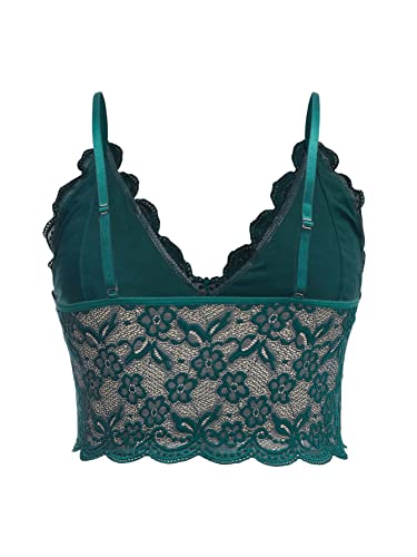 Image of SOLY HUX Women's Plus Size Sexy Floral Lace Scalloped Trim Wireless Bra Adjustable Strap V Neck Everyday Bralette