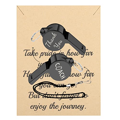 FUSTMW Football Coach Whistle Gifts Football Coach Thank You Gifts Appreciation Gifts Football Referee Whistle with Lanyard (Black)