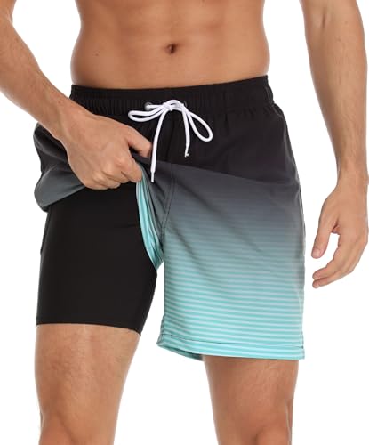 Kfnire Bañador Hombre con Forro de Compresión Secado Rápido 2 en 1 Shorts de Baño Natación Hombre Traje de Baño Hidrófugo Bañador para Hombre
