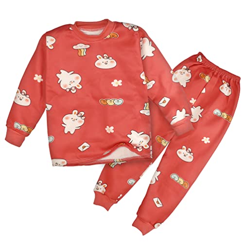 Image of Bold N Elegant Cute Winter Warm Fleece Kid's Cartoon Sweatshirt Tshirt and Pajama Pant Clothing Set Random Mix Print for Boys Girls