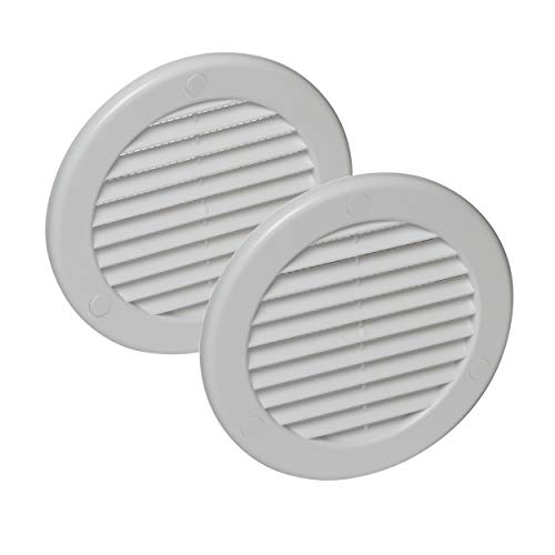 Vent Systems 4'' Inch White Soffit Vent Cover With Flange - Round Air Vent Louver - Grille Cover - Built-In Insect Screen - Hvac Vents For Bathroom, Home Office, Kitchen 4'' Inch #TOP6
