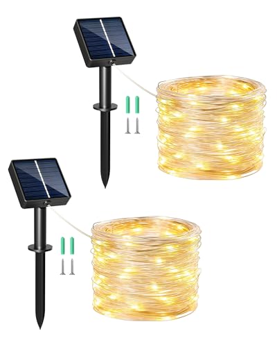 [2 Stück] Solar Lichterkette Aussen,50LED 5M 8 Modus...