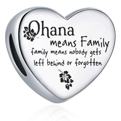 Love Heart Charm Fit for Pandora Charms Bracelet Ohana Means Family Charms for Women Daughter Birthday Gift Bead