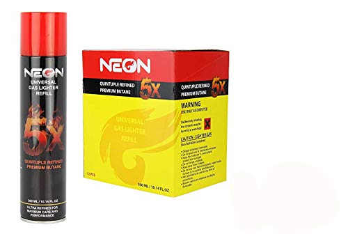 Neon Universal Gas Lighter Refill- 5X Refined Premium Butane 24 Pack